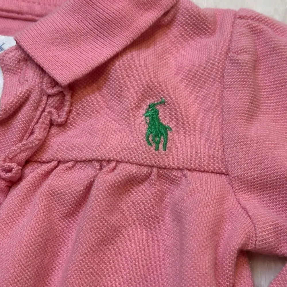 Ralph Lauren Pink Polo Romper sz 6 m Baby Girl Polo Romper